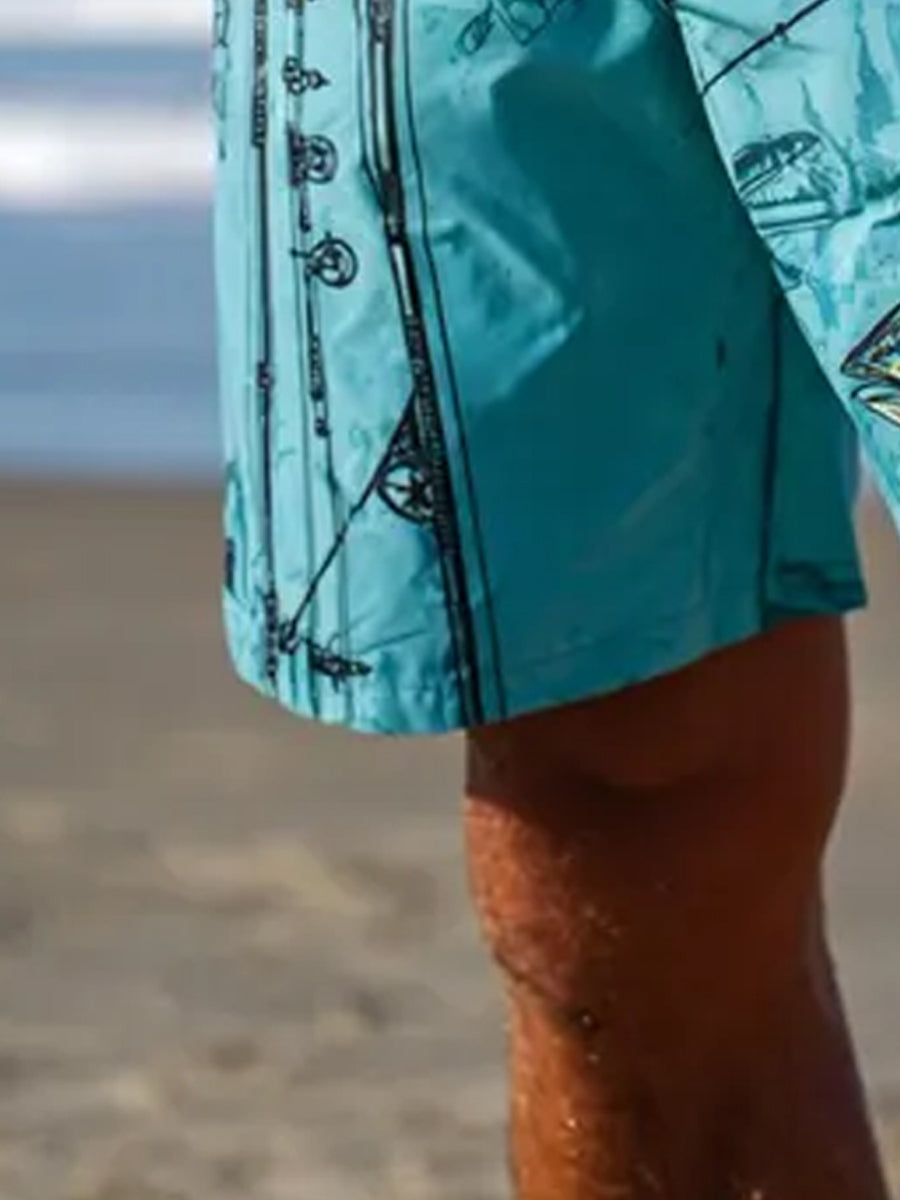 Men's Tuna Graphic Print Beach Casual Quick-Drying Shorts